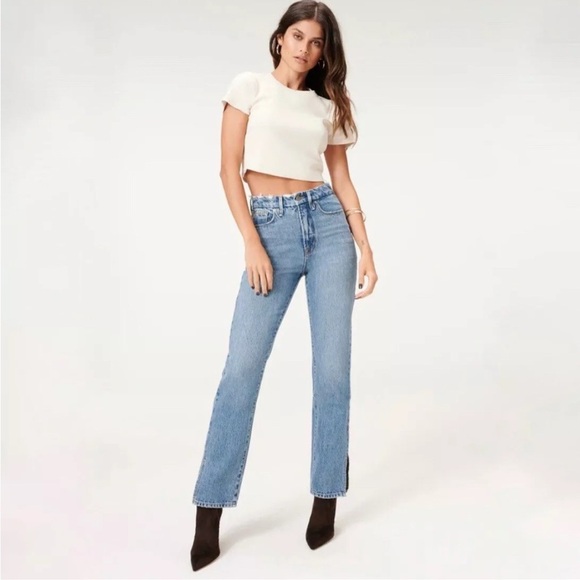 Good American Good Boy Straight Split Hem Jeans Women’s 14/32 NWT - Picture 10 of 10